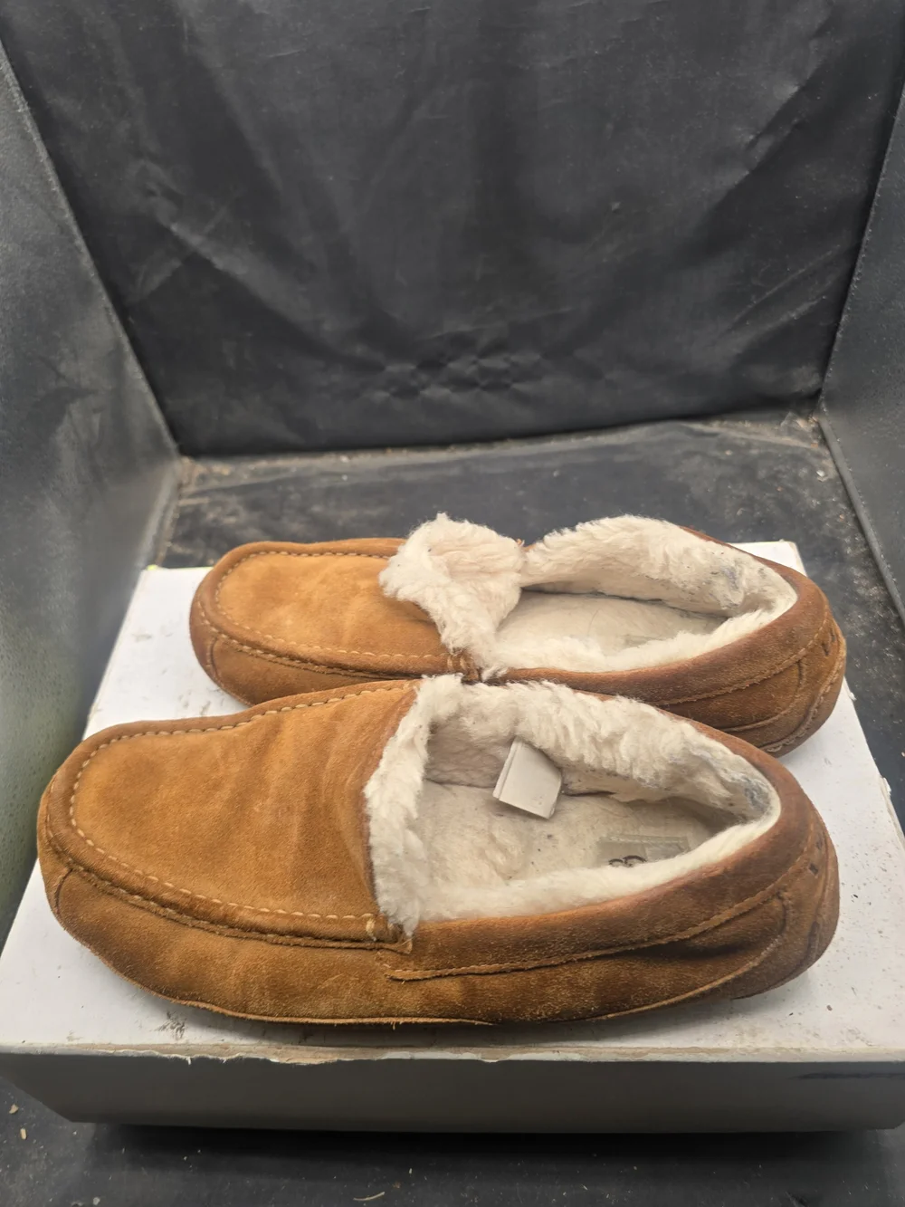 UGG Men's Chestnut Suede Moccasin Slippers with Shearling Lining